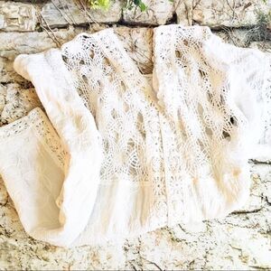 - ANTHRO “POL” White Lace Short Sleeve Top, M/
